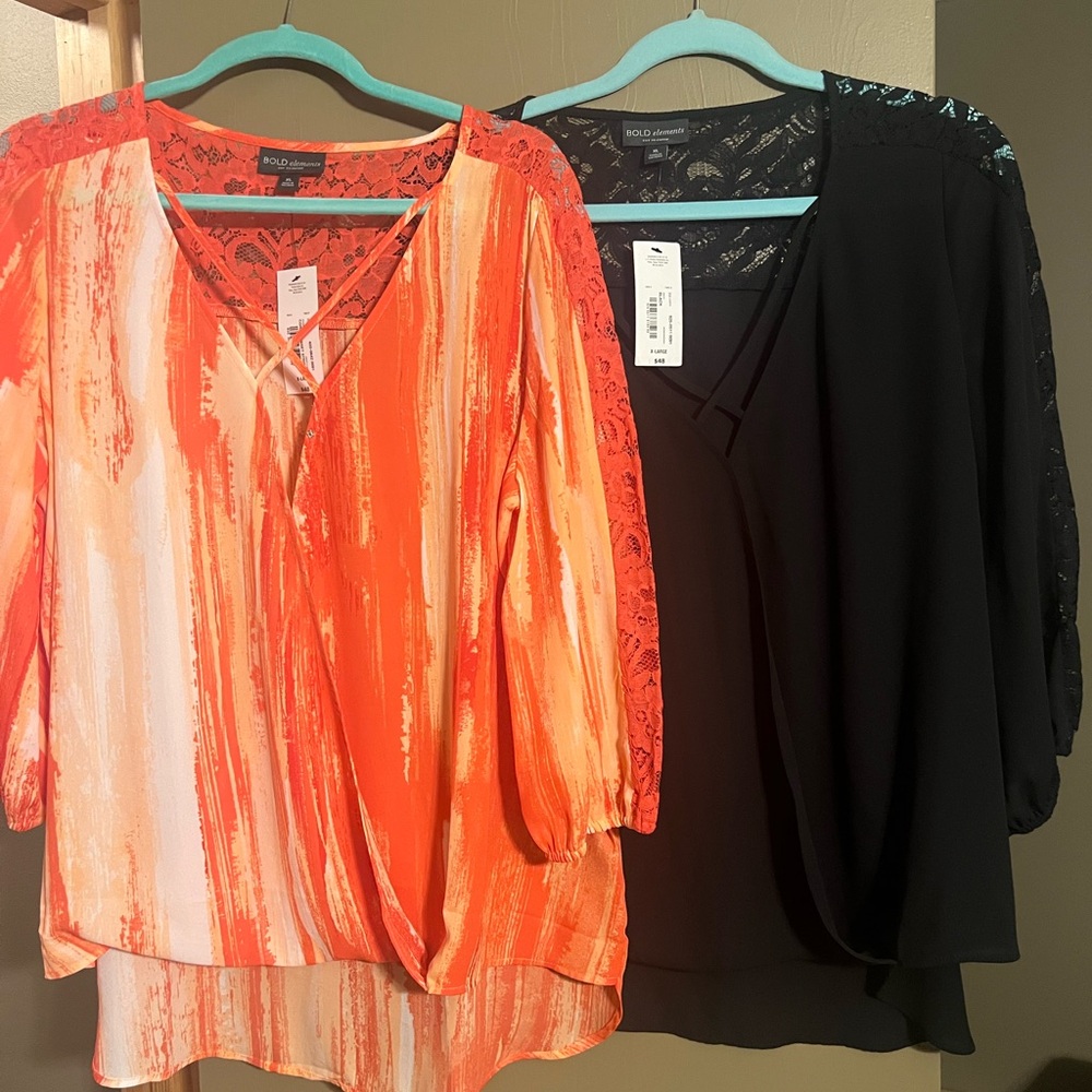 BOLD elements Orange and Black Blouses (set of two)